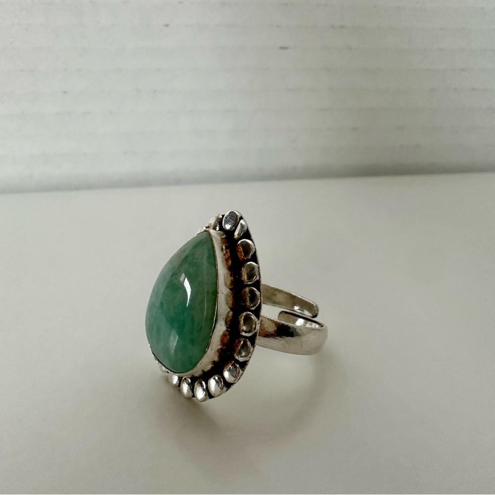 Amazonite & Sterling Silver Handmade Adjustable Ring - Picture 6 of 10